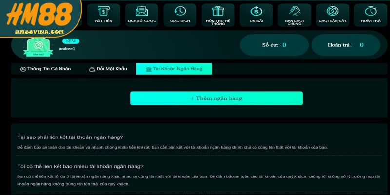 Quy trình nạp tiền HM88 được thiết kế đơn giản, từng bước rõ ràng